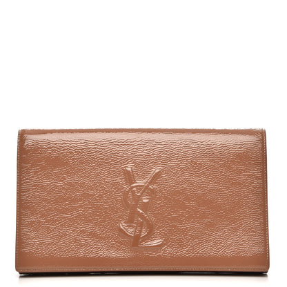 Saint Laurent Textured Patent Calfskin Monogram Large Belle De Jour Clutch Nude 1 of 8