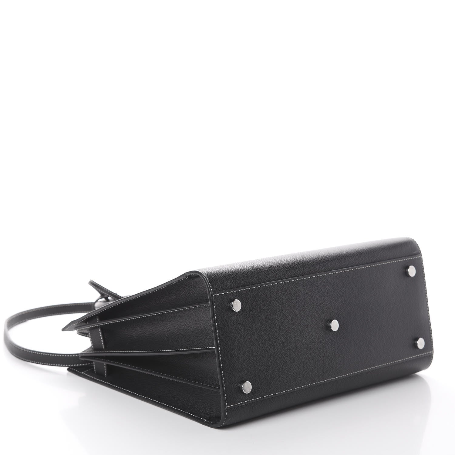 Saint Laurent Grained Calfskin Topstitch Small Sac De Jour Black Porcelain 3 of 8