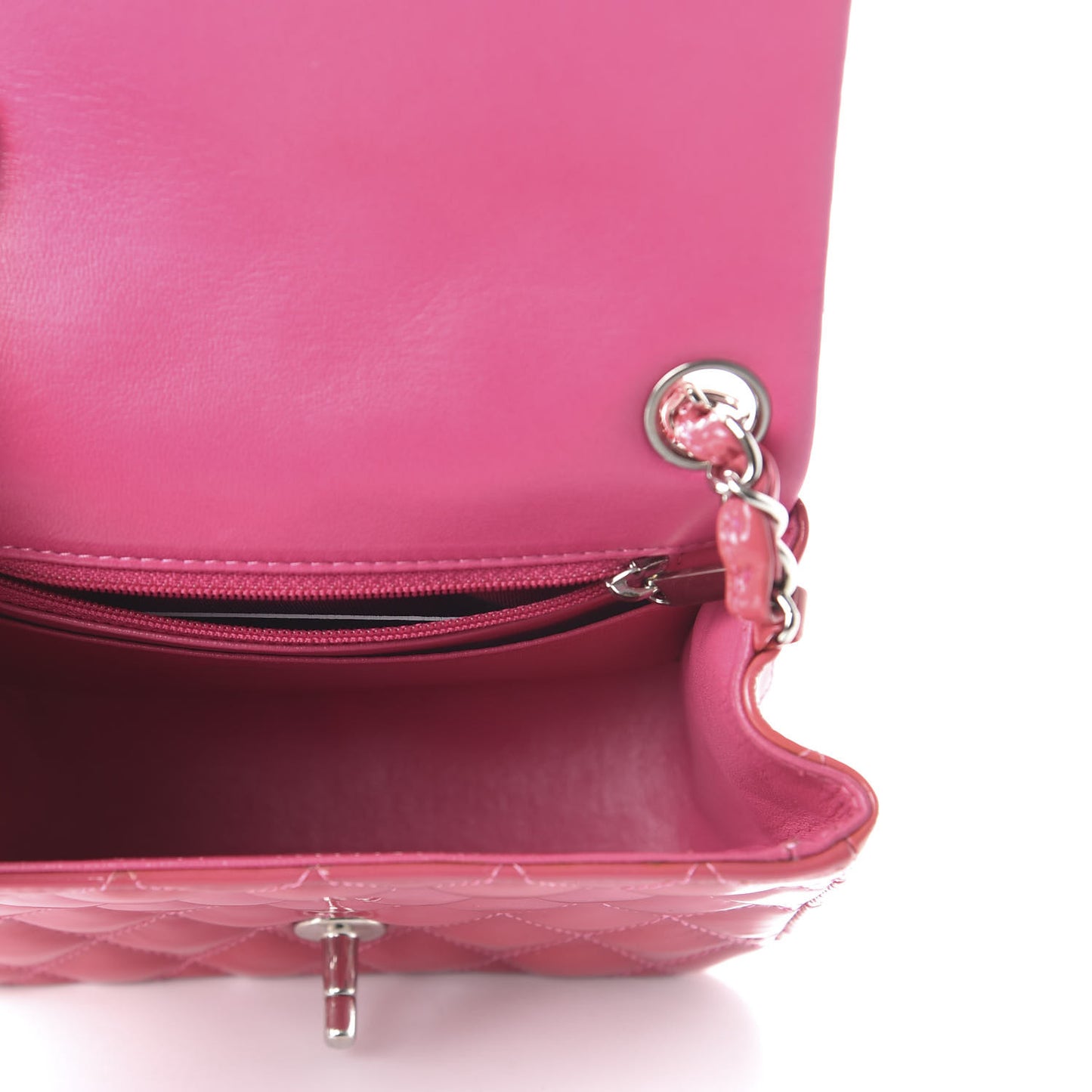Patent Quilted Mini Square Flap Pink
