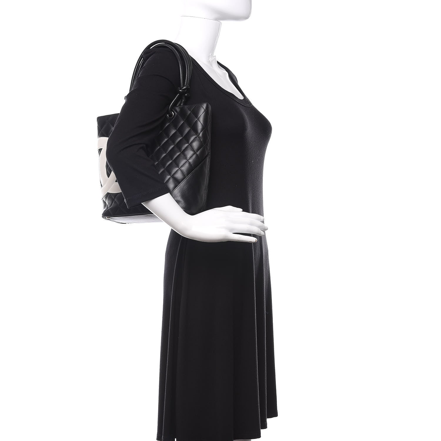 Chanel Calfskin Quilted Medium Cambon Tote Black White 2 of 12