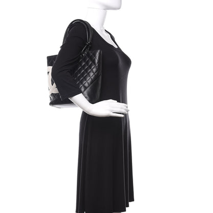 Chanel Calfskin Quilted Medium Cambon Tote Black White 2 of 12