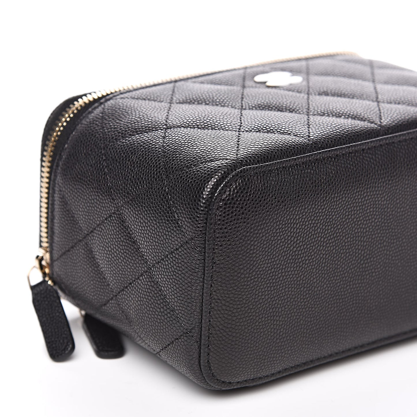Caviar Quilted Small Vanity Case With Chain Black