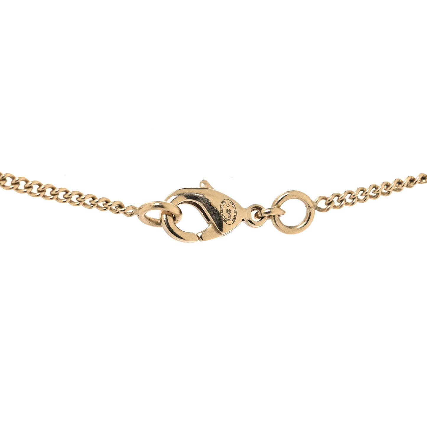 Pearl Crystal CC Drop Necklace Gold