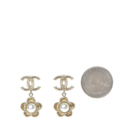 Chanel Pearl CC Camellia Earrings Gold 2 of 6