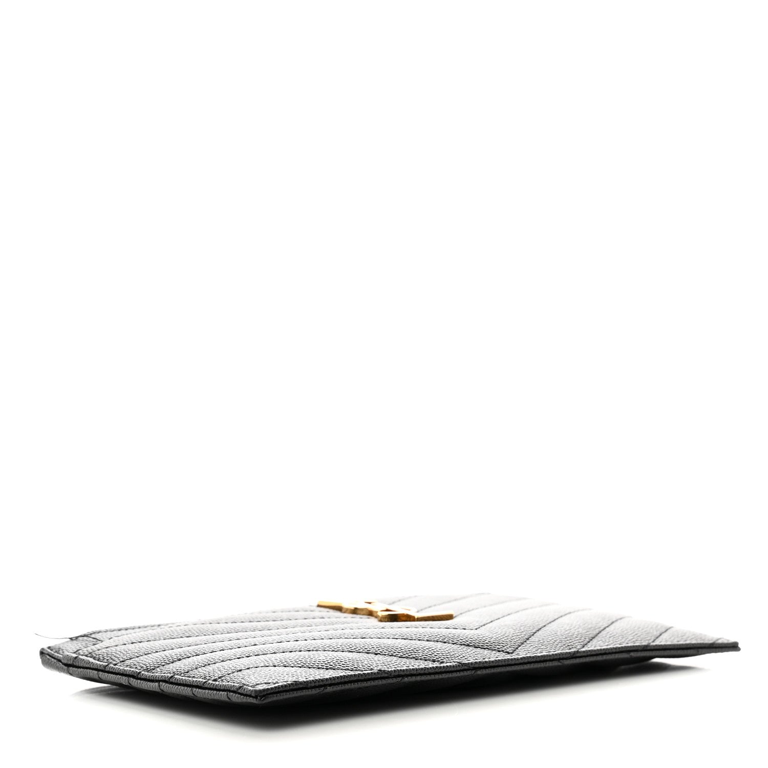 Saint Laurent Grain De Poudre Chevron Monogram Bill Pouch Black 4 of 8