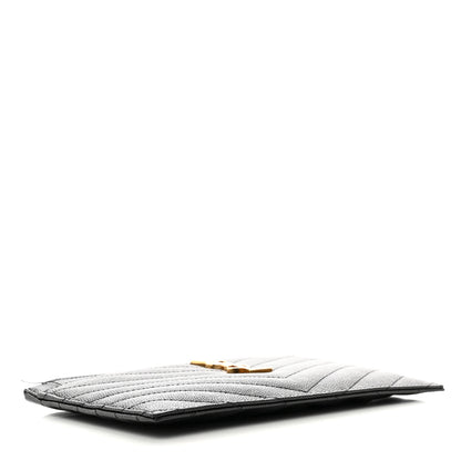 Saint Laurent Grain De Poudre Chevron Monogram Bill Pouch Black 4 of 8