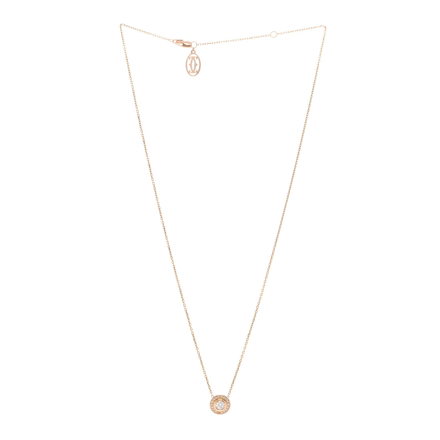 Cartier 18K Pink Gold Diamond .18ct D'Amour Pave Necklace 3 of 5