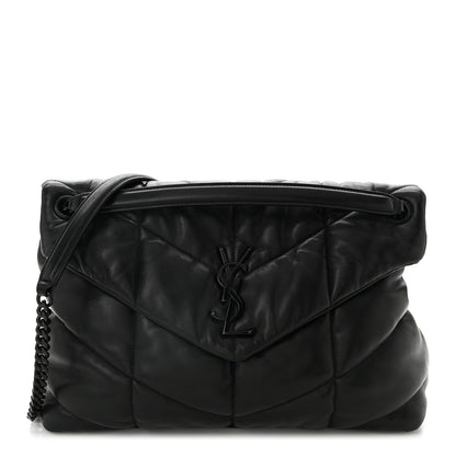 Saint Laurent Lambskin Quilted Monogram Monochrome Small Loulou Puffer Chain Satchel Black 1 of 11