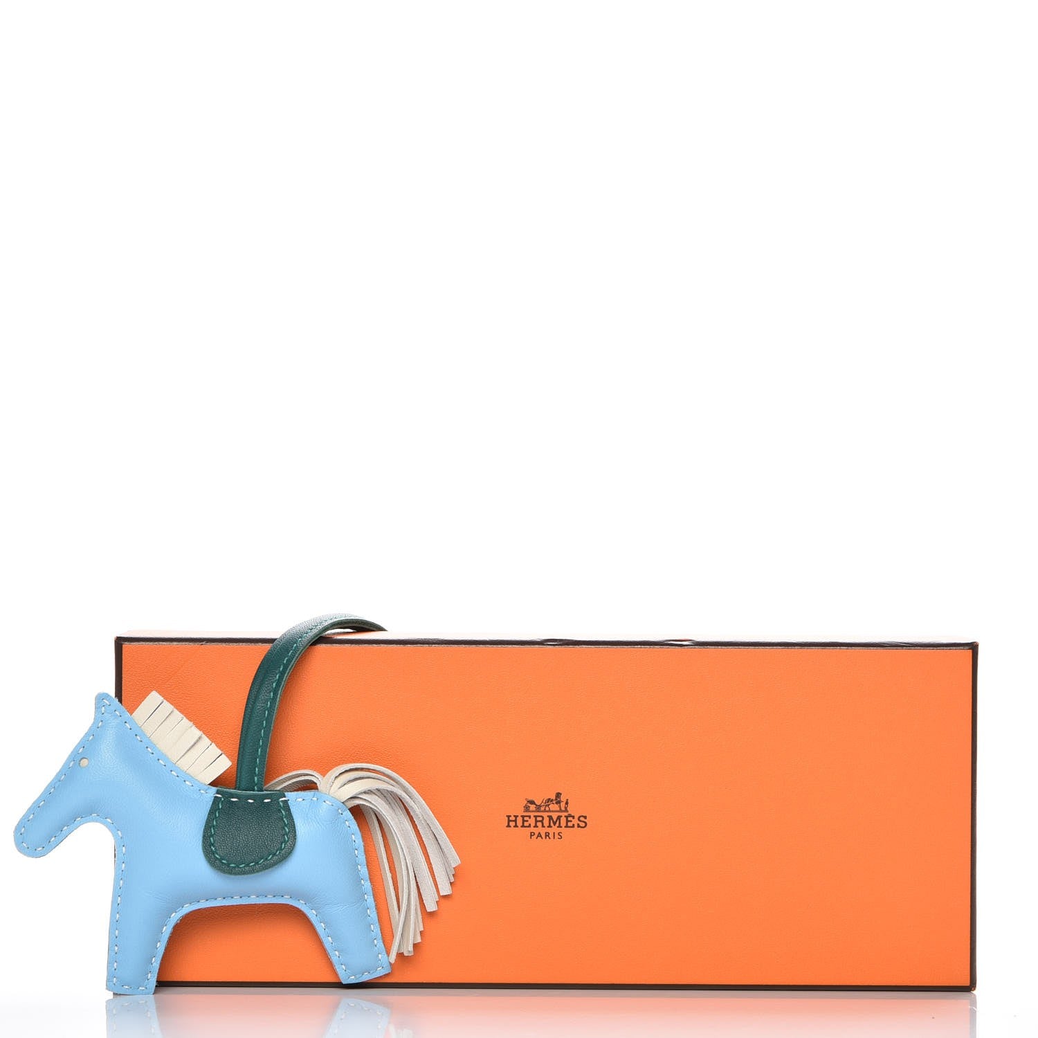 Hermes Milo Lambskin Grigri Rodeo Horse Bag Charm PM Celeste Malachite Craie 4 of 4