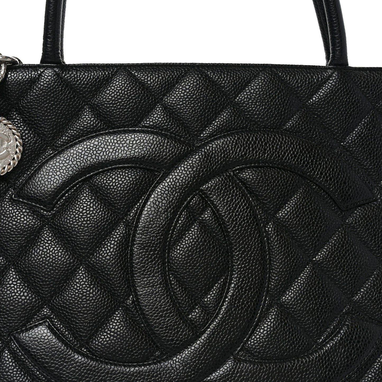 Caviar Quilted Medallion Tote Black