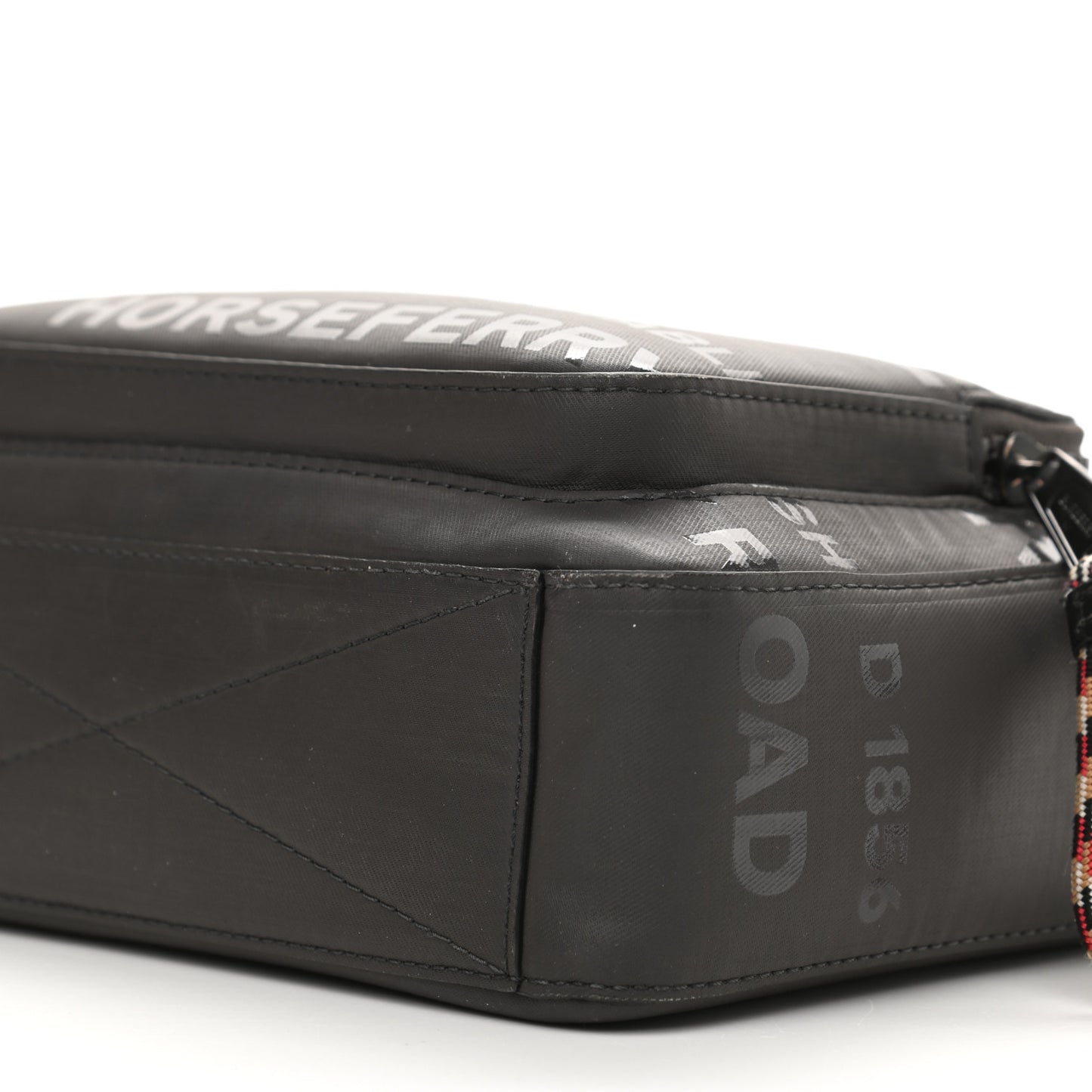 Cotton Canvas Horseferry Print Crossbody Bag Black