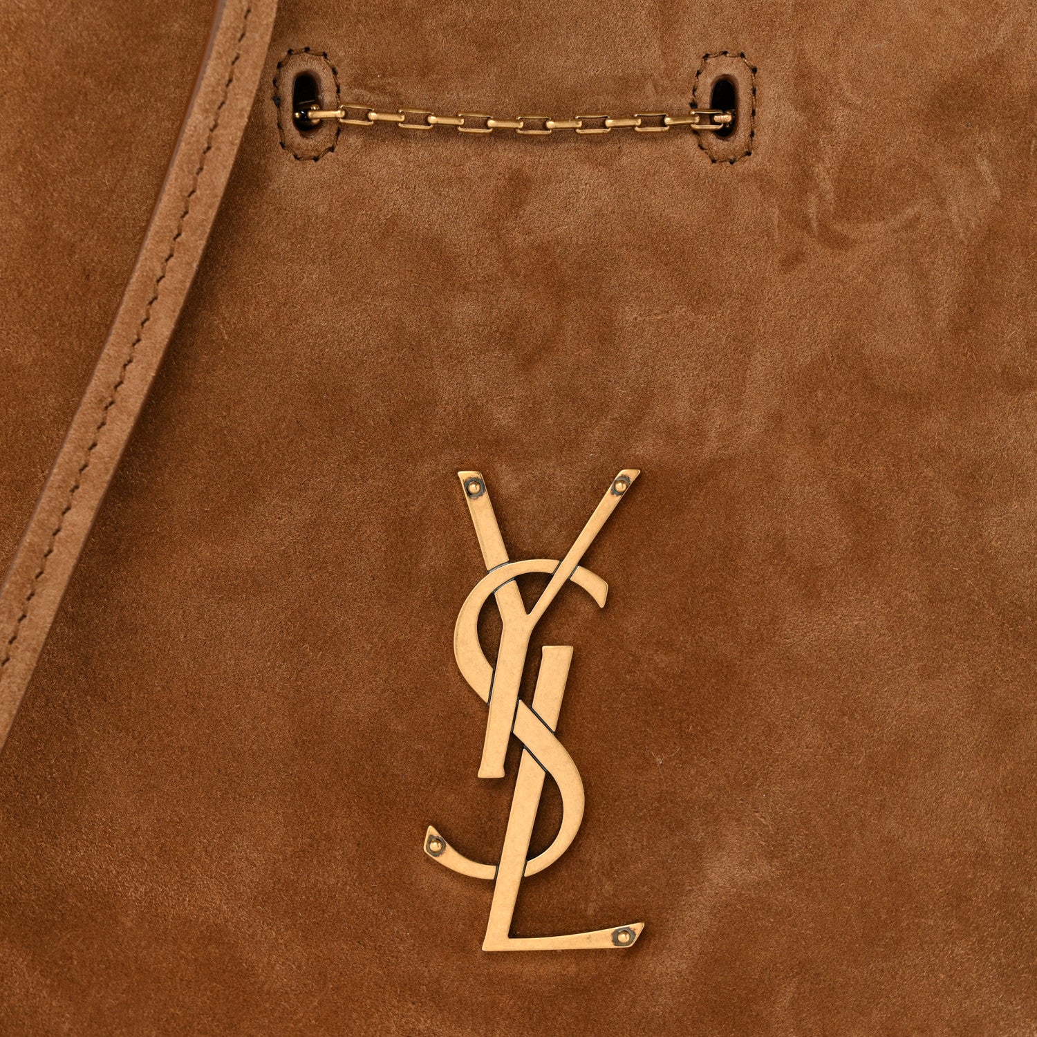 Saint Laurent Suede Pochon Shoulder Bag Caramel Cognac 7 of 9