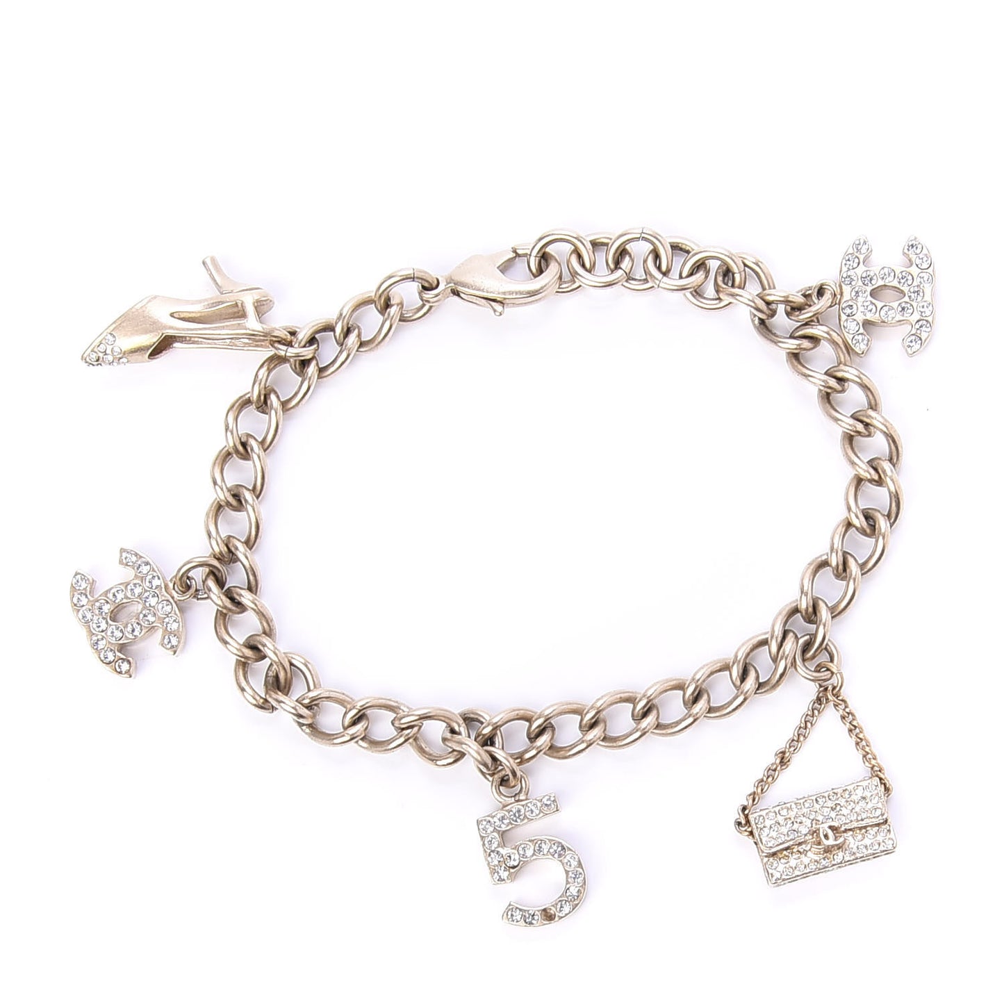 Crystal CC Heel Motif N°5 Charms Bracelet Gold
