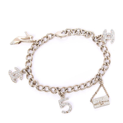 Chanel Crystal CC Heel Motif N°5 Charms Bracelet Gold 1 of 6