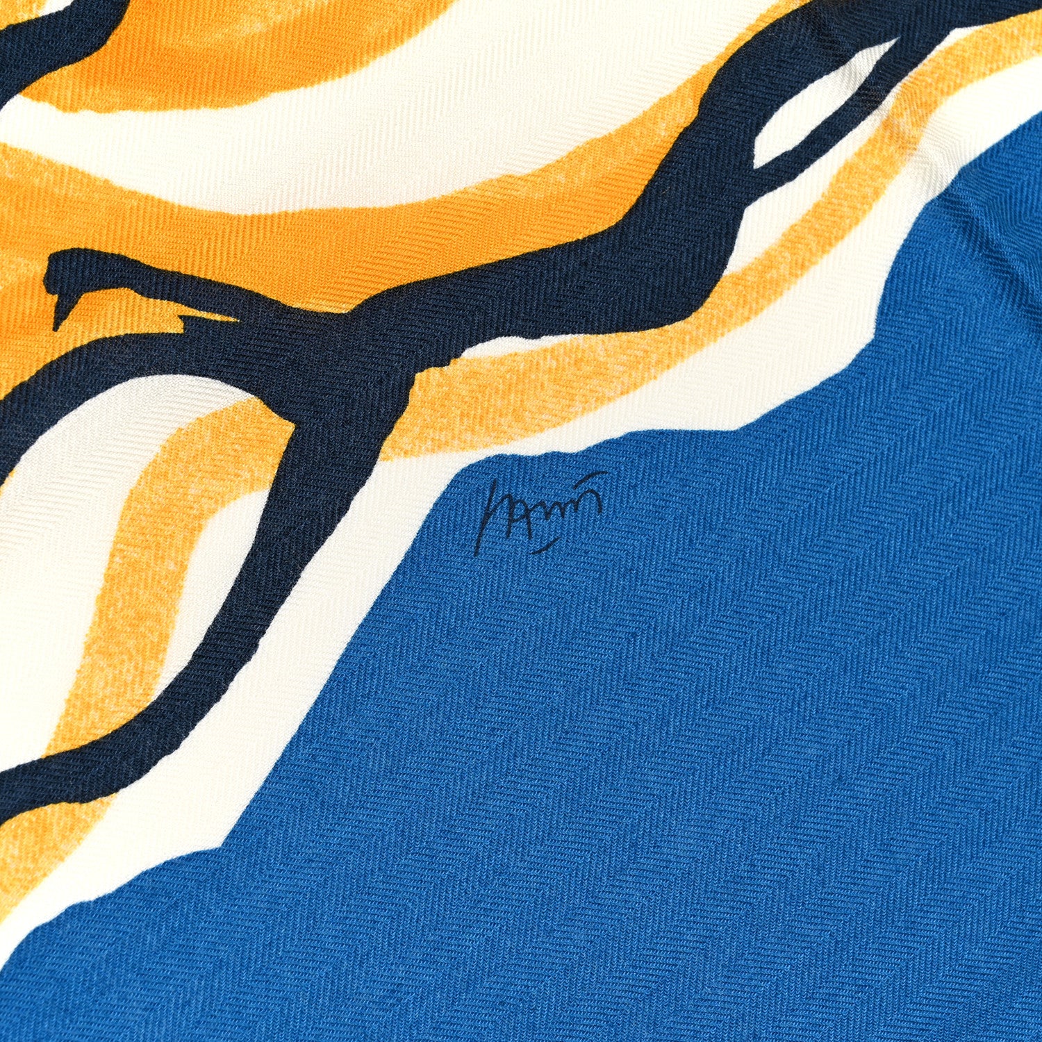 Hermes Cashmere Silk Libre Comme Pegase Shawl 140 Bleu Cobalt White 4 of 5