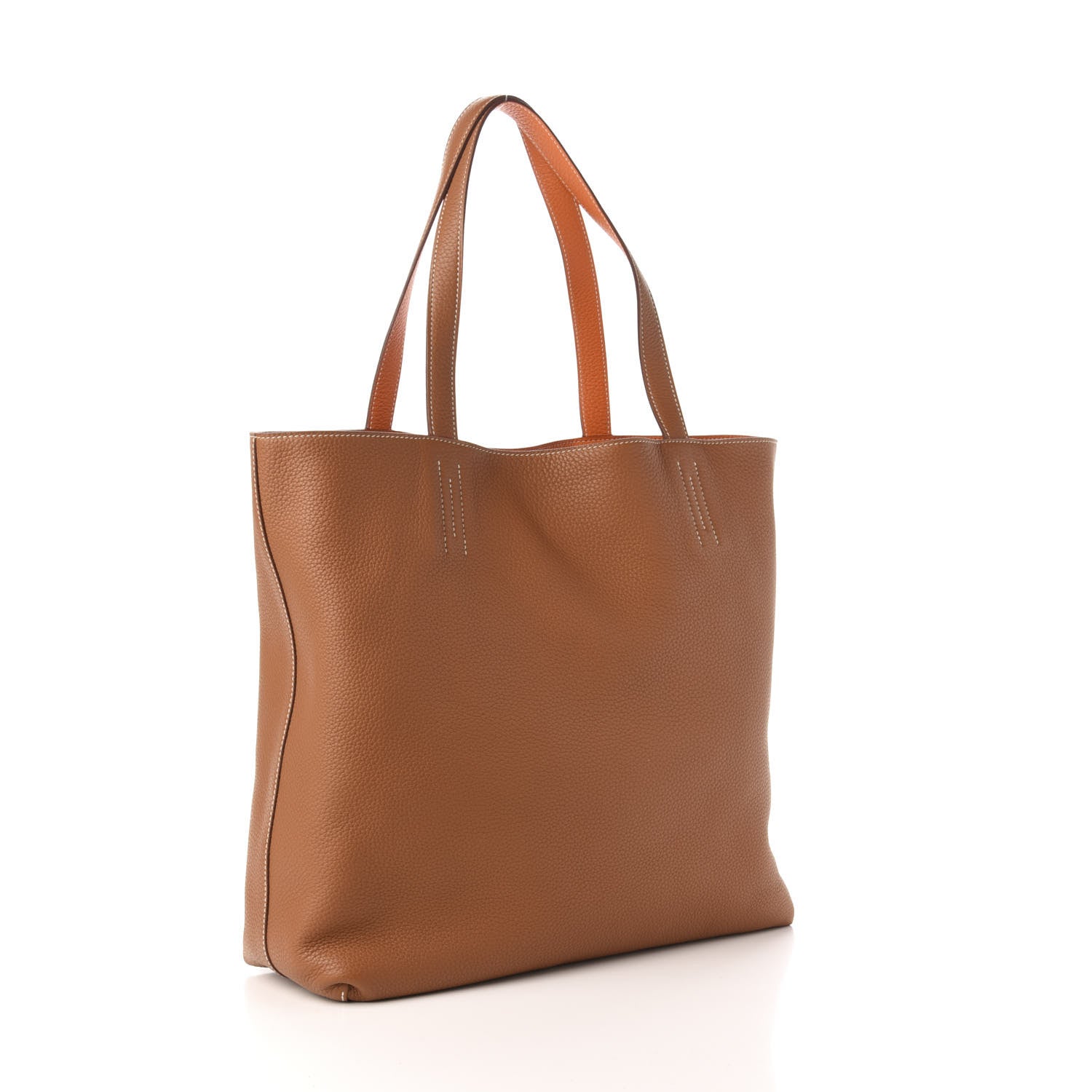 Hermes Taurillon Clemence Double Sens 36 Reversible Tote Orange Gold 3 of 9