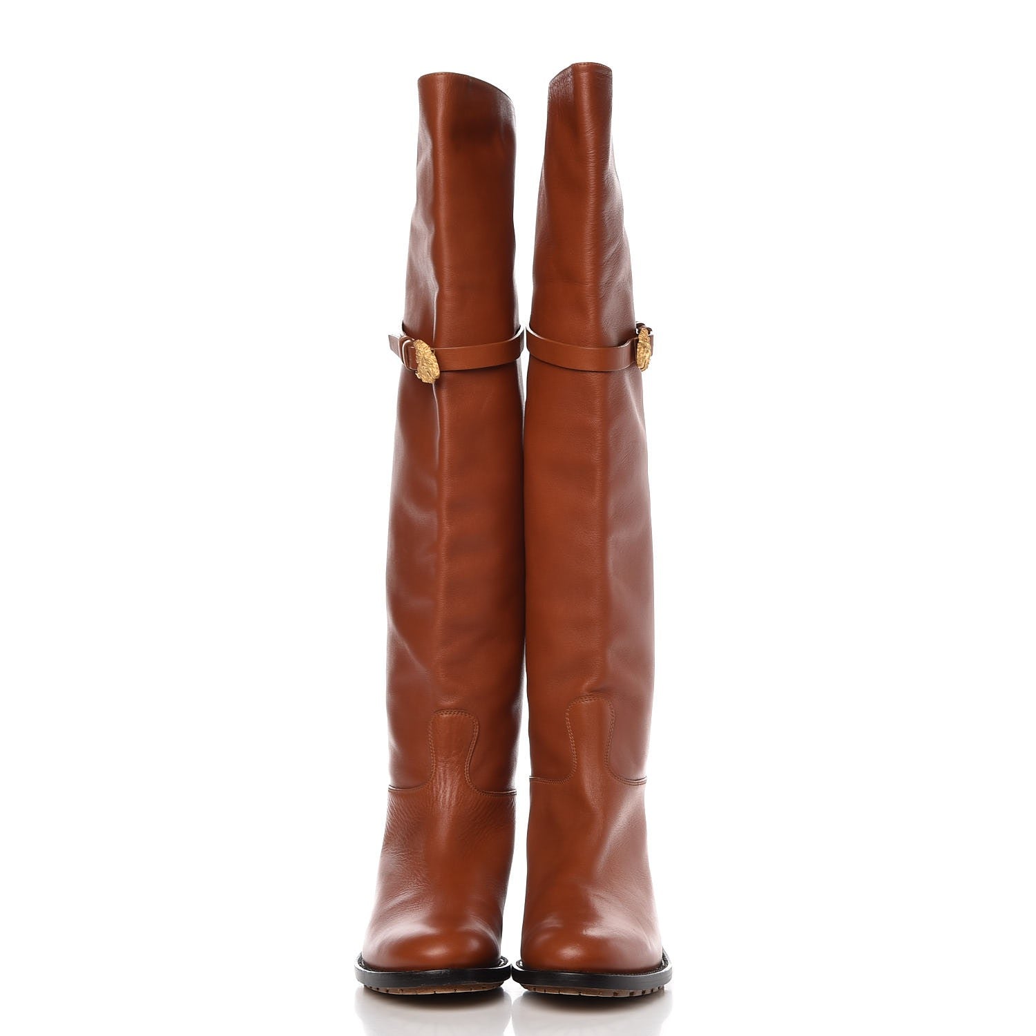 Valentino Garavani Calfskin Animalia Over the Knee Boots 38 Cognac 2 of 9