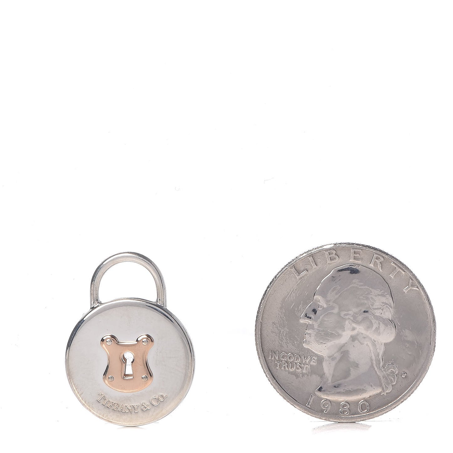 Sterling Silver 18K Rose Gold Round Lock Pendant