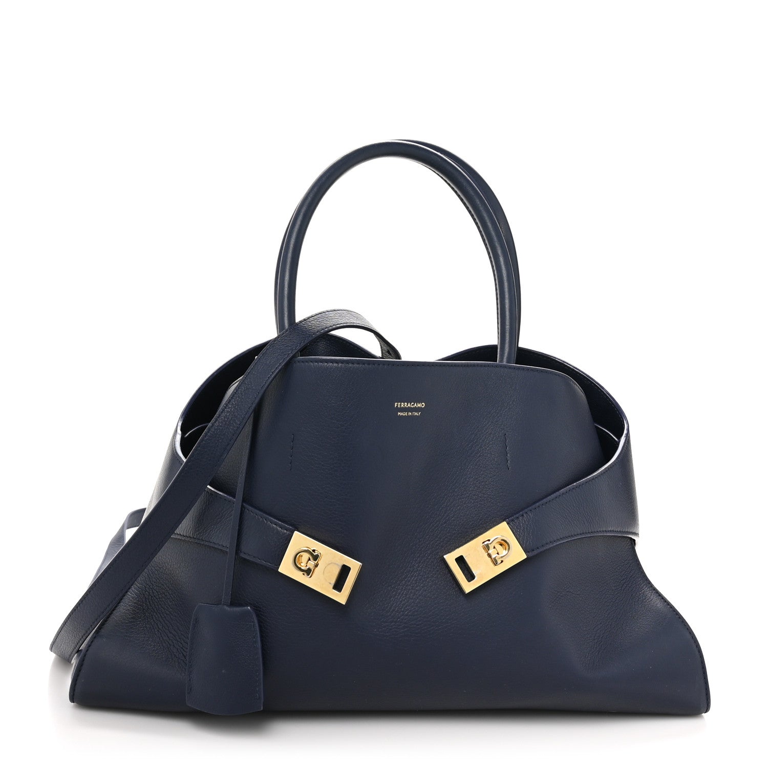 Salvatore Ferragamo ネイビー ハンドバッグ Salvatore Ferragamo Calfskin Large Hug Bag Midnight 1737959