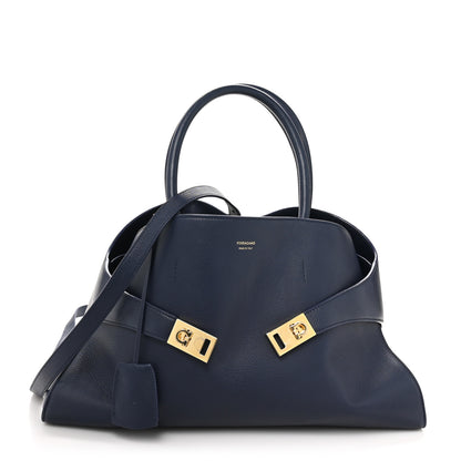 Salvatore Ferragamo Calfskin Large Hug Bag Midnight 1 of 10