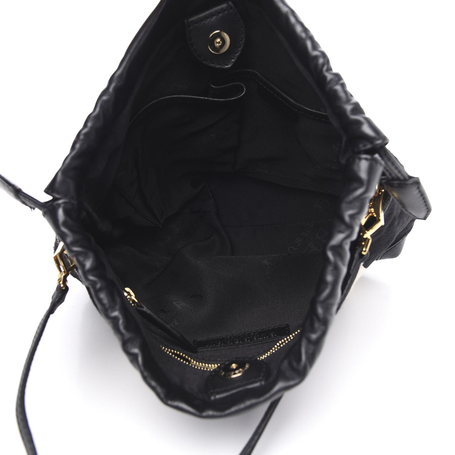 Burberry Prorsum Ponyskin Cow Printed Small Drawstring Crossbody Black White 5 of 10