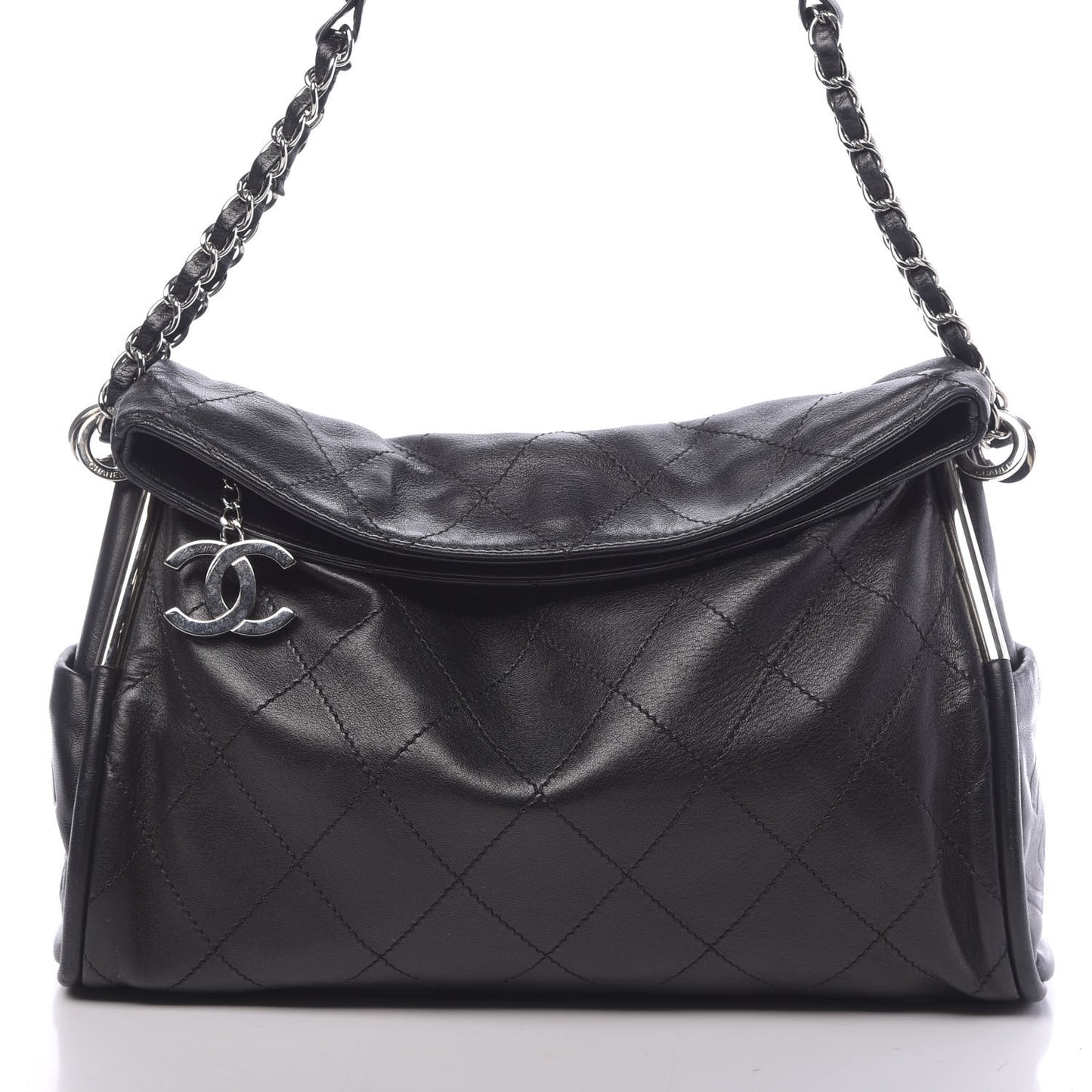 Lambskin Stitched Medium Ultimate Soft Tote Black