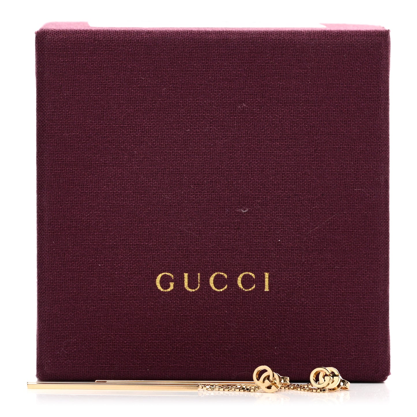 18K Yellow Gold Running G Drop Chain Earrings