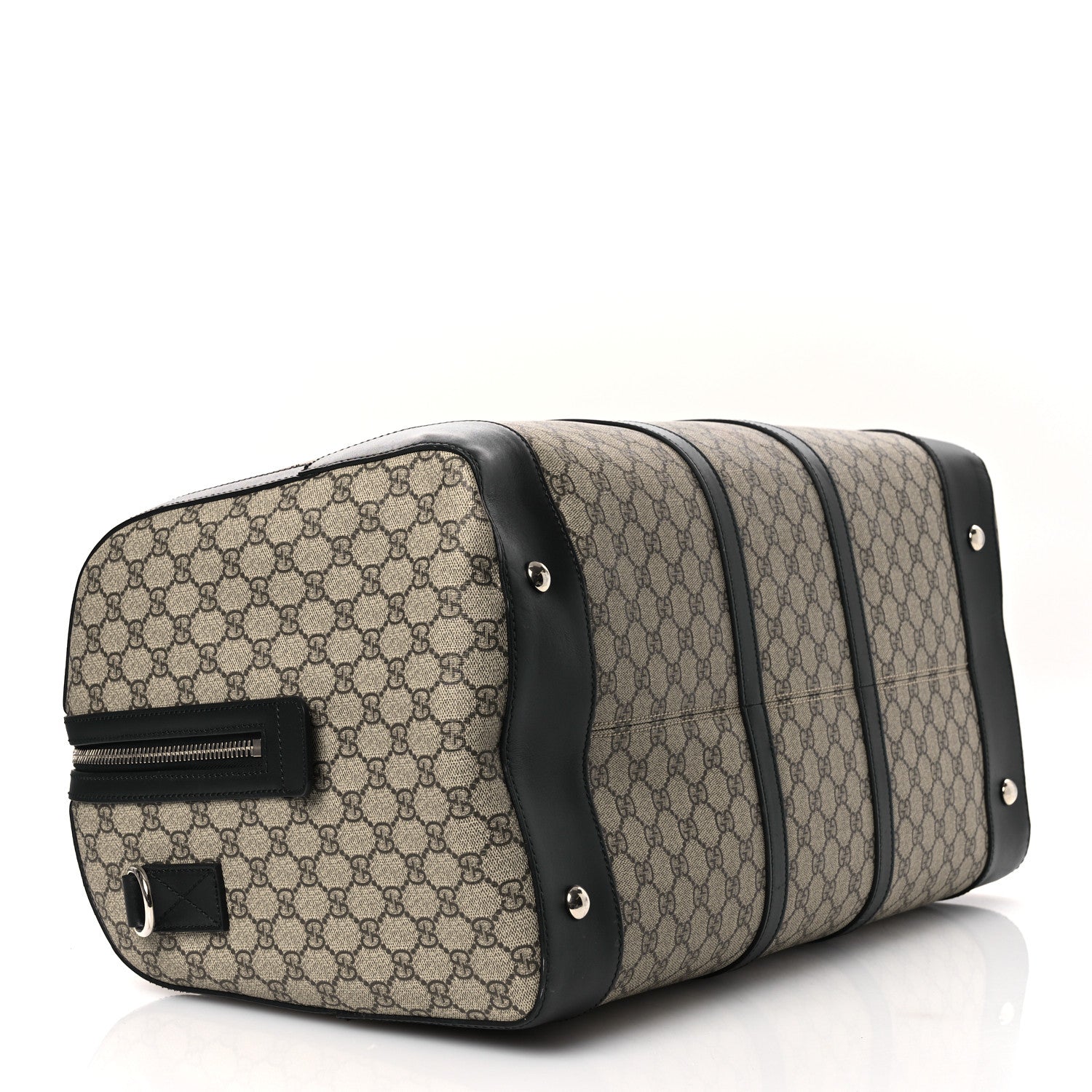 Gucci GG Supreme Monogram Selleria Calfskin Large Duffle Beige Ebony Black 4 of 10