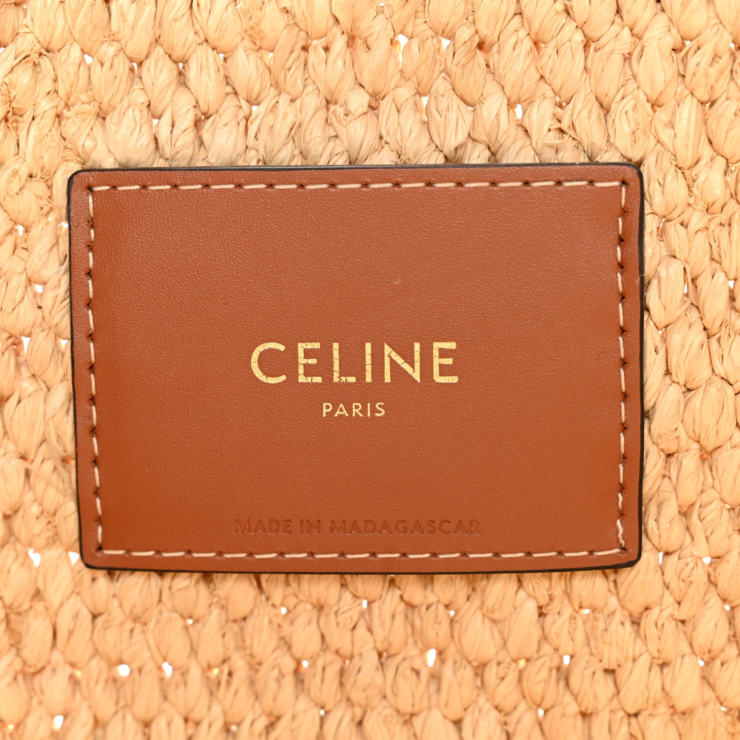 Celine Raffia Calfskin Triomphe Small Cabas Thais Tan 7 of 10