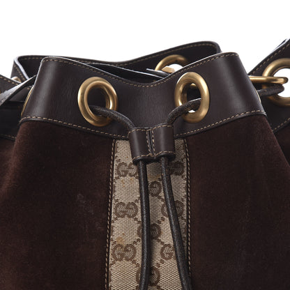 Gucci Suede Monogram Drawstring Bag Brown 9 of 9