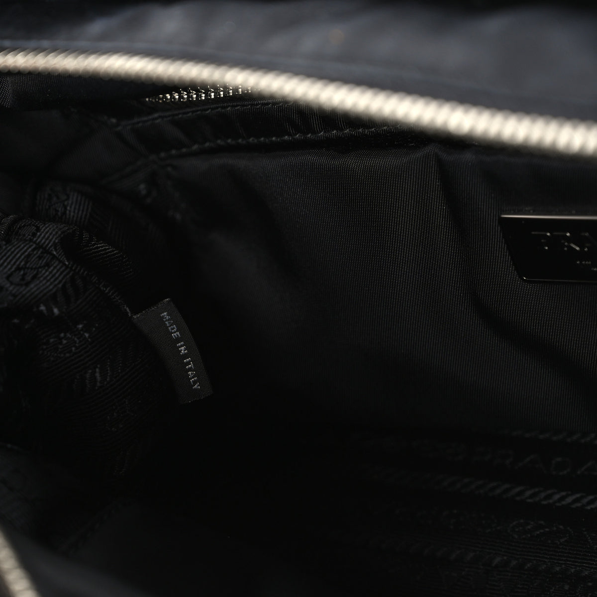Re-Nylon Nappa Triangle Quilted Padded Small Double Handled Zip Tote Black