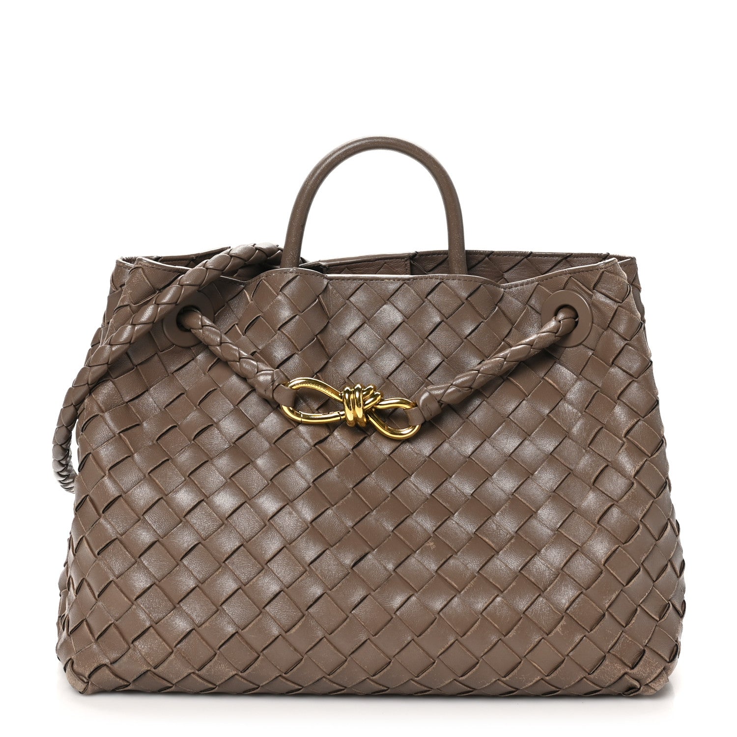 Bottega Veneta Nappa Intrecciato Medium Andiamo Shoulder Bag Taupe Grey 1 of 13