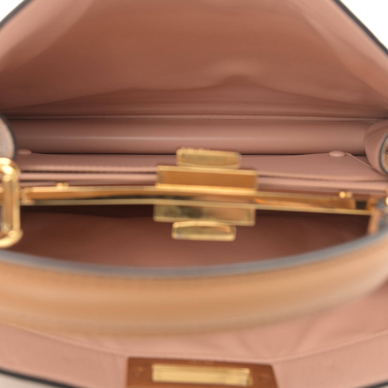 Fendi Vitello Seta Shiny Nappa Medium Peekaboo I SEE U Satchel Miele Scuro Light Rose 6 of 14