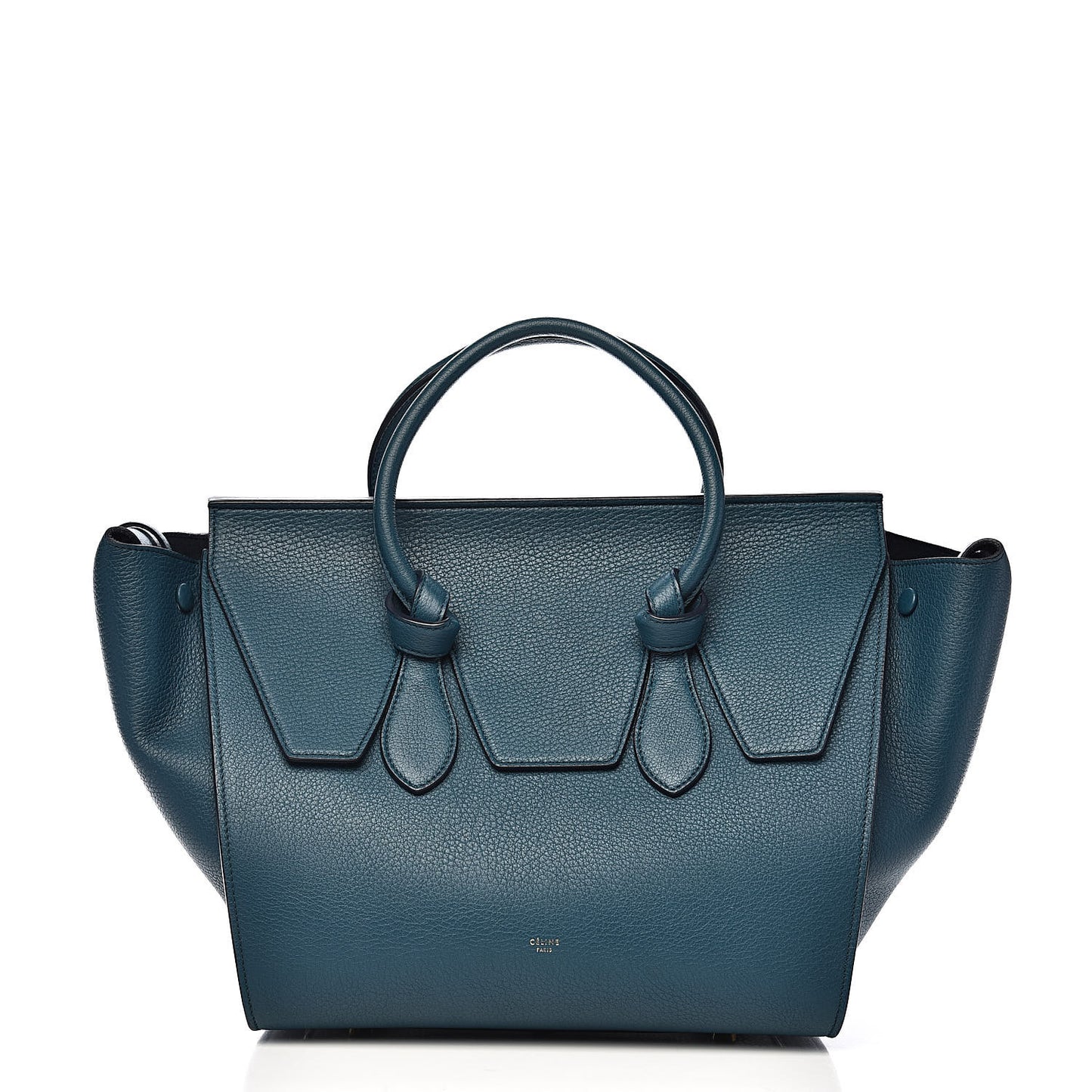 Crisped Calfskin Small Tie Knot Tote Metallic Blue