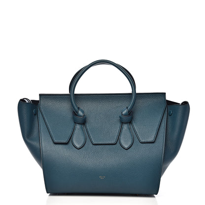 Celine Crisped Calfskin Small Tie Knot Tote Metallic Blue 3 of 10