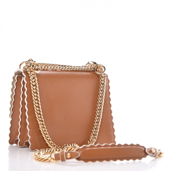 Fendi Vitello Liberty Scalloped Studded Small Kan I Shoulder Bag Caramello 3 of 7