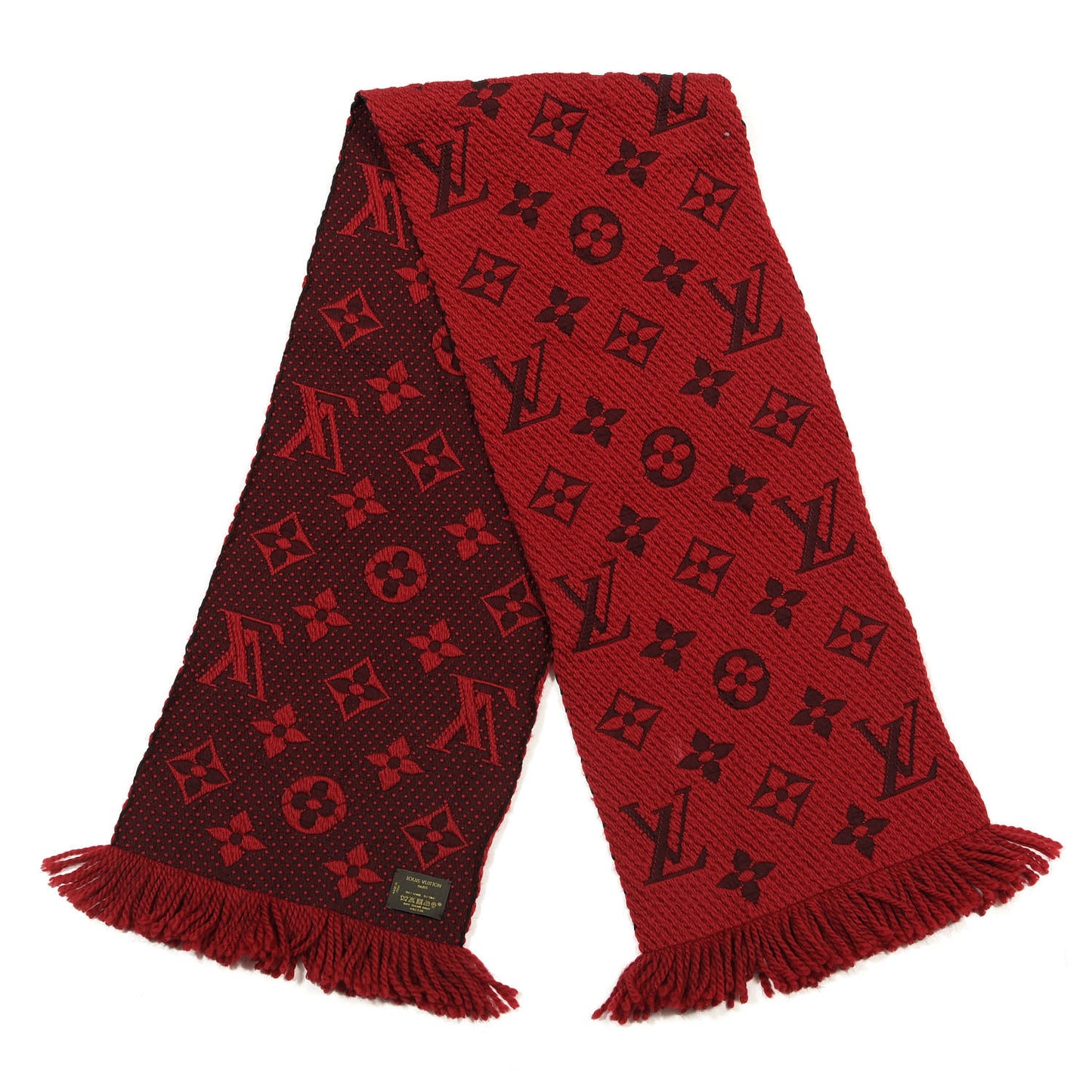 Wool Silk Logomania Scarf Rubis