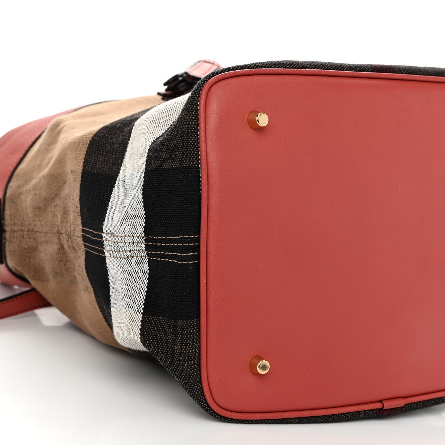 Burberry Grainy Calfskin Canvas Mega Check Medium Ashby Tassel Hobo Pink Azalea 8 of 9