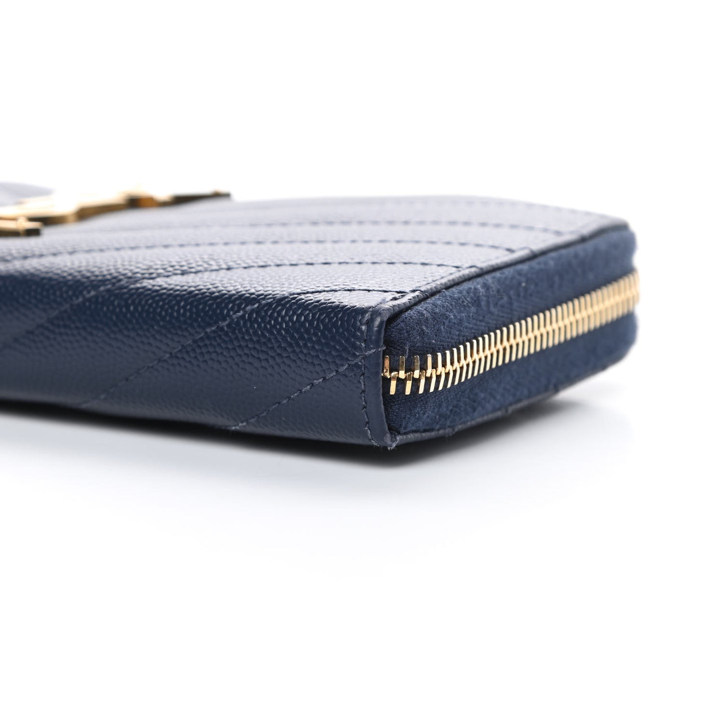Grain De Poudre Matelasse Chevron Monogram Zip Around Wallet Navy