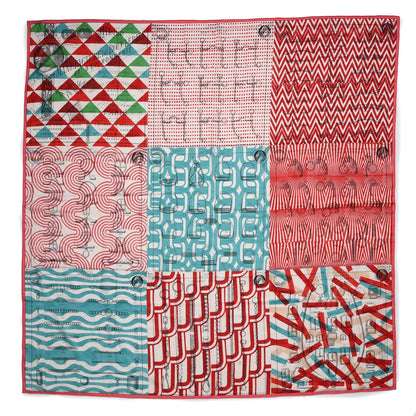 Hermes Cashmere Silk Manufacture de Boucleries Shawl 140 Rose Aqua Rouge 1 of 9