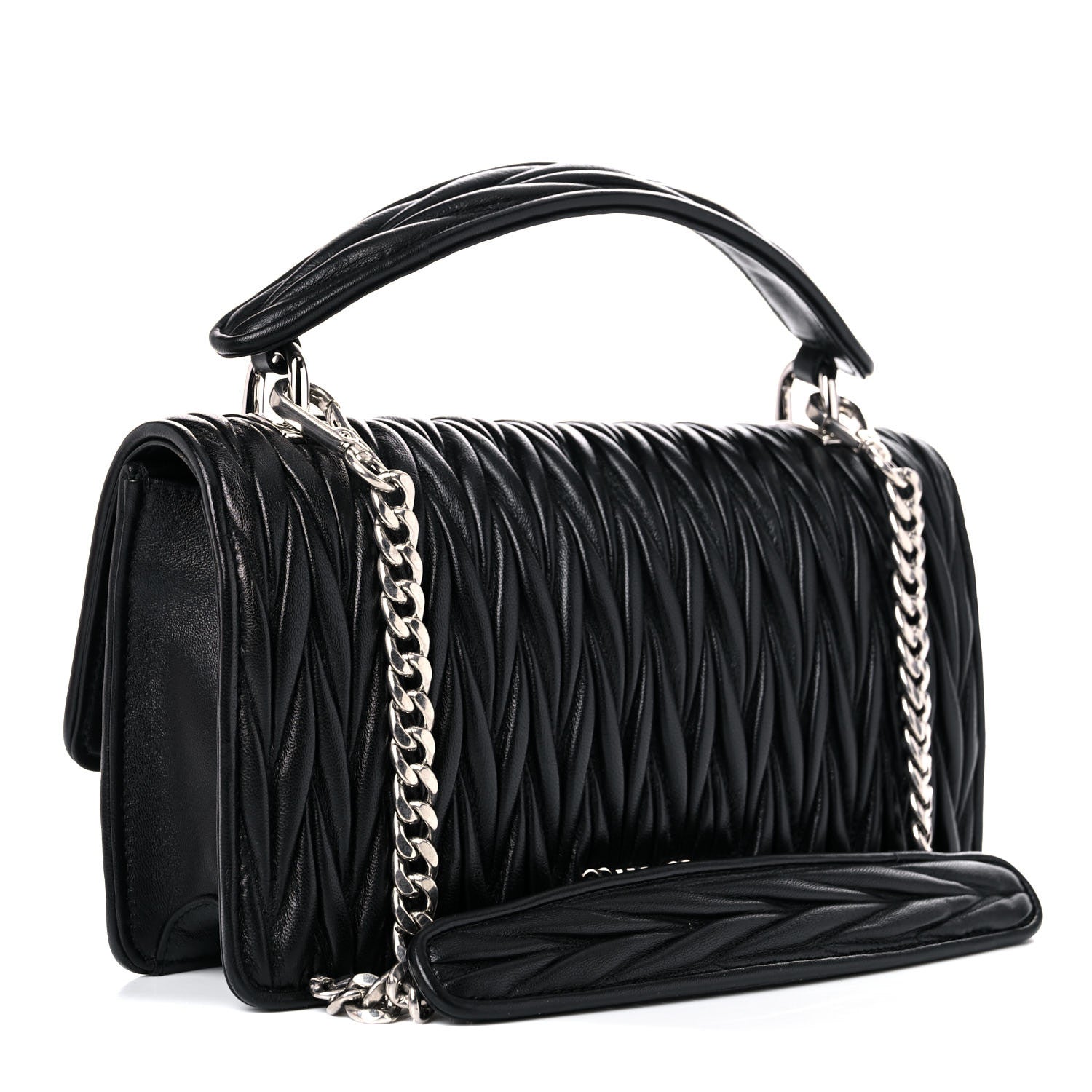 Miu Miu Nappa Matelasse Top Handle Chain Crossbody Black 3 of 10