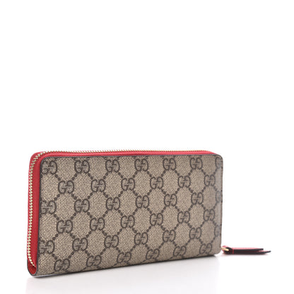 Gucci GG Supreme Monogram Bosco Patch Zip Around Wallet Beige Malva Hibiscus Red 3 of 7