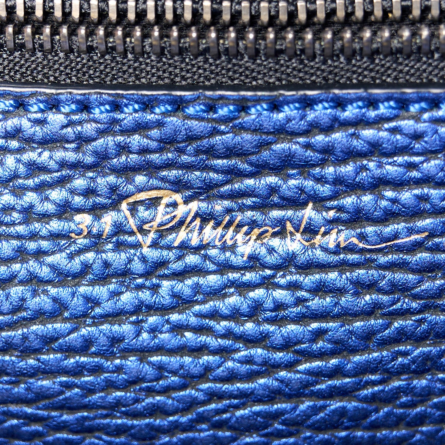 Metallic Textured Calfskin Mini Pashli Satchel Electric Blue