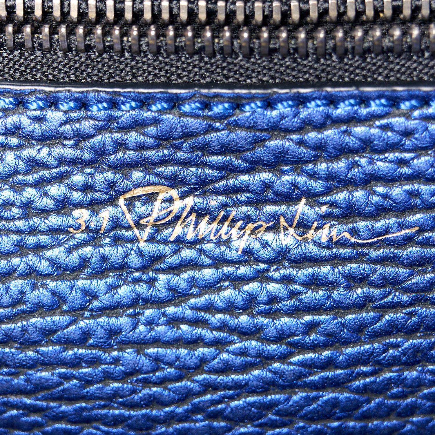 3.1 Phillip Lim Metallic Textured Calfskin Mini Pashli Satchel Electric Blue 6 of 14