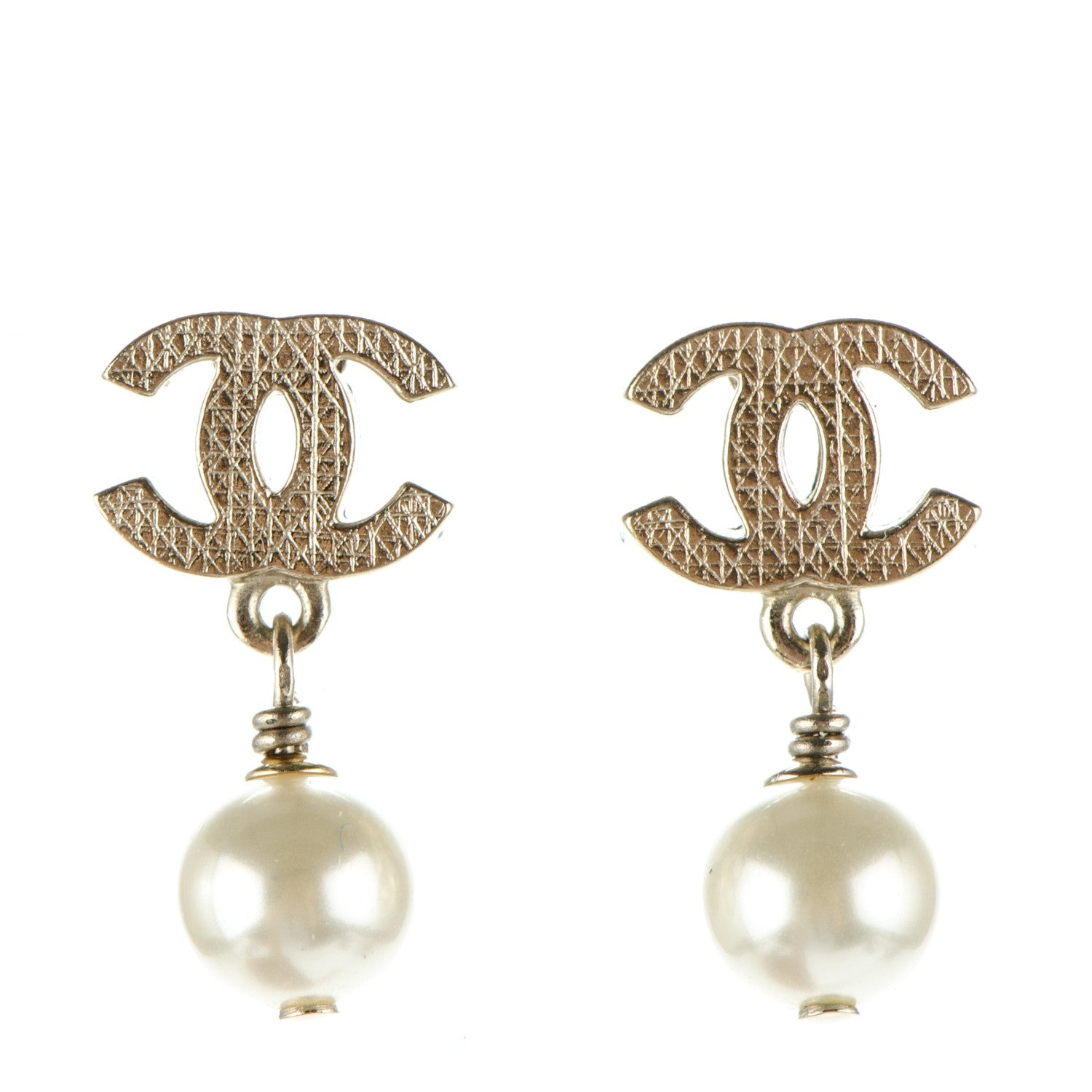 Chanel Pearl CC Drop Earrings Gold 1 of 4