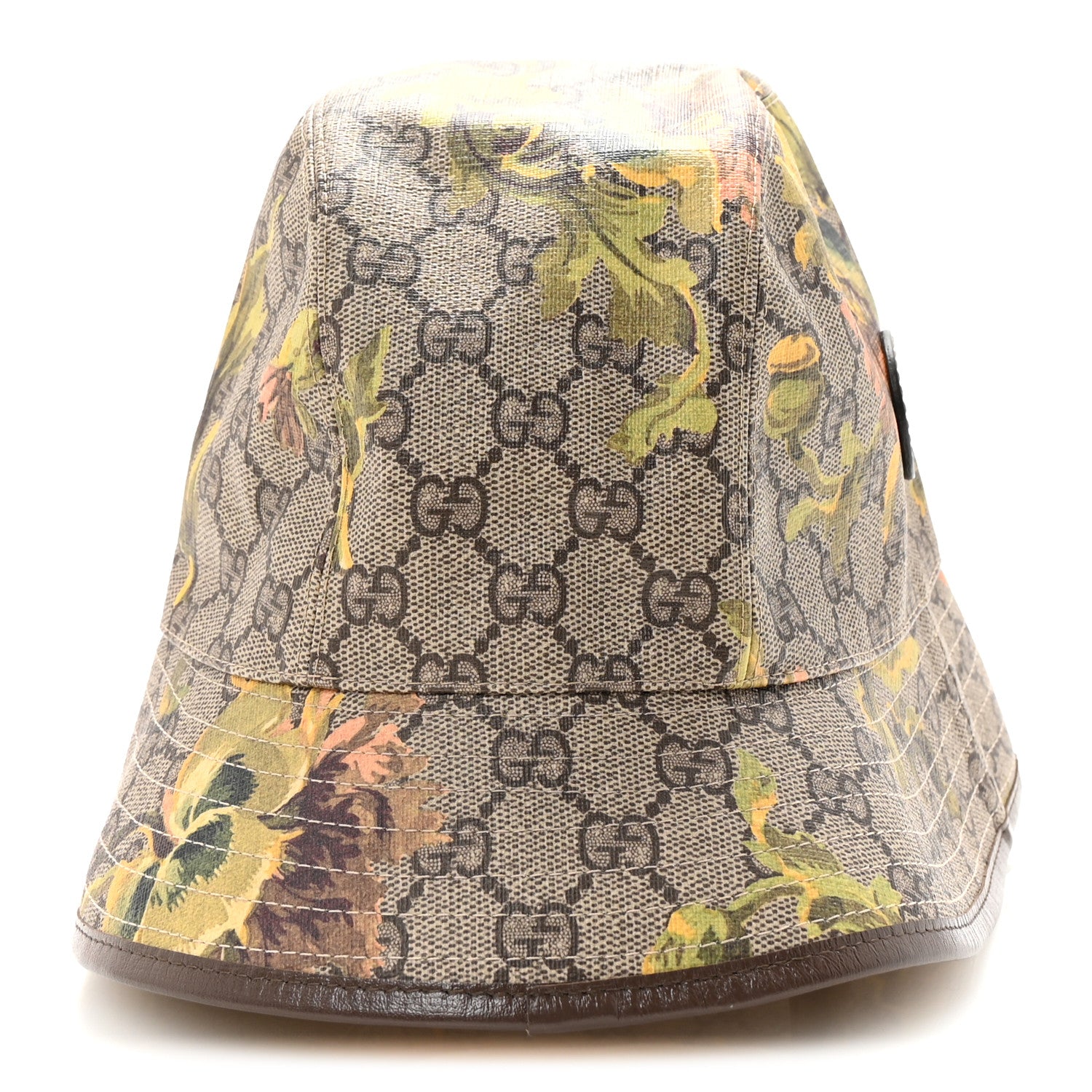 Gucci GG Supreme Monogram Azalea Calfskin Dusty Carnation Retro Interlocking G Bucket Hat S Beige Ebony Multicolor 3 of 8
