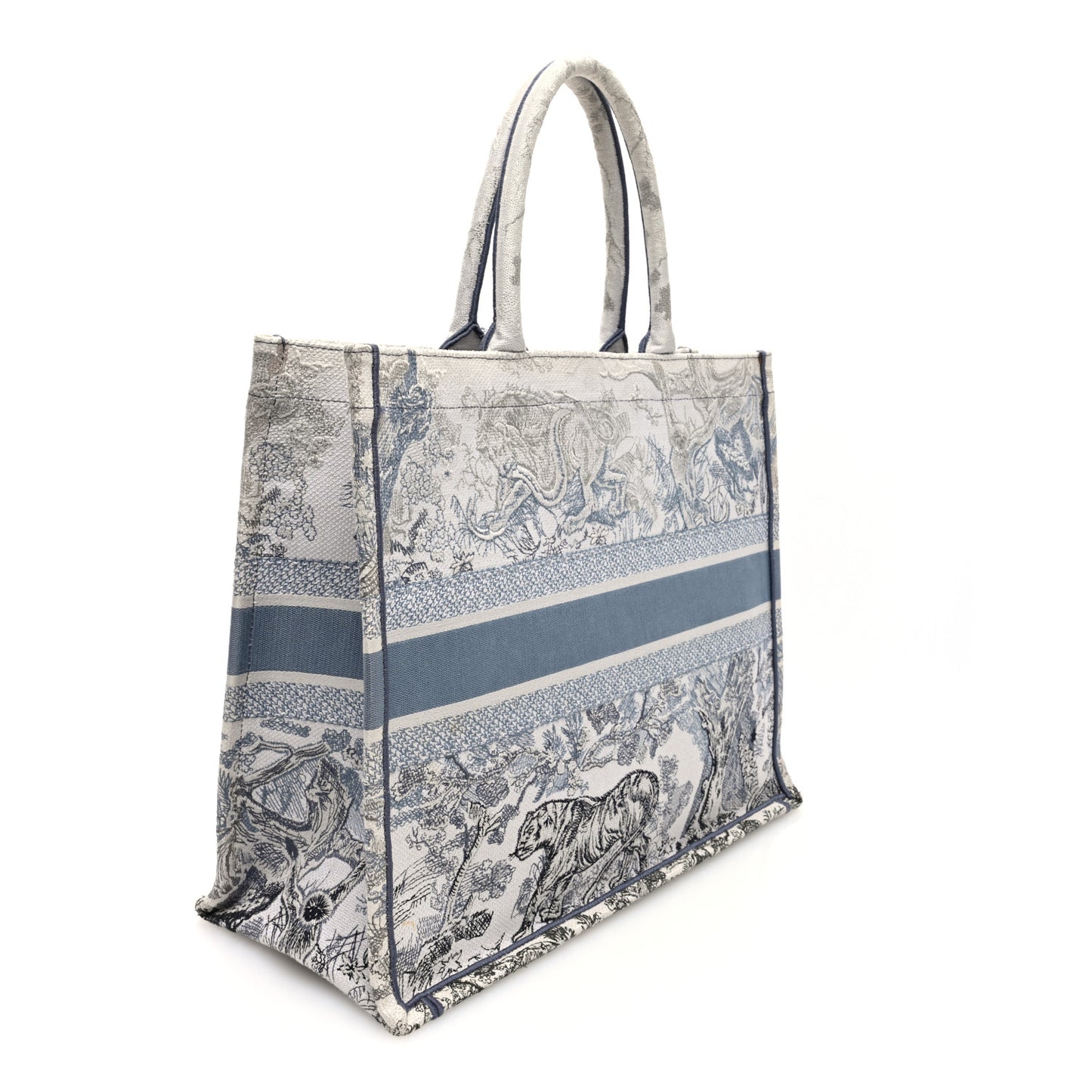 Gradient Canvas Embroidered Large Dioriviera Toile De Jouy Book Tote Blue
