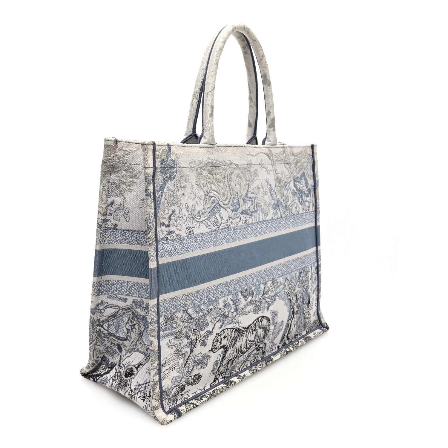 Christian Dior Gradient Canvas Embroidered Large Dioriviera Toile De Jouy Book Tote Blue 3 of 12