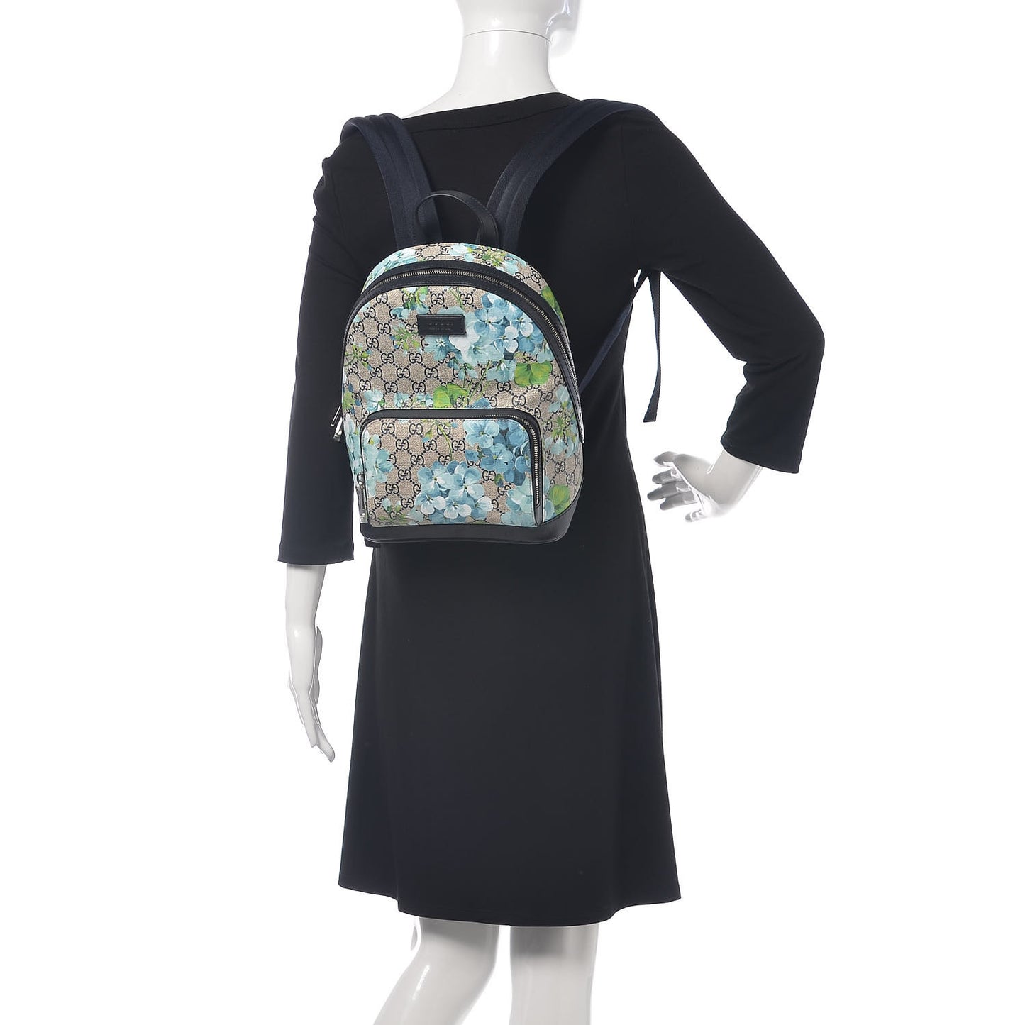 GG Supreme Monogram Blooms Small Day Backpack Blue