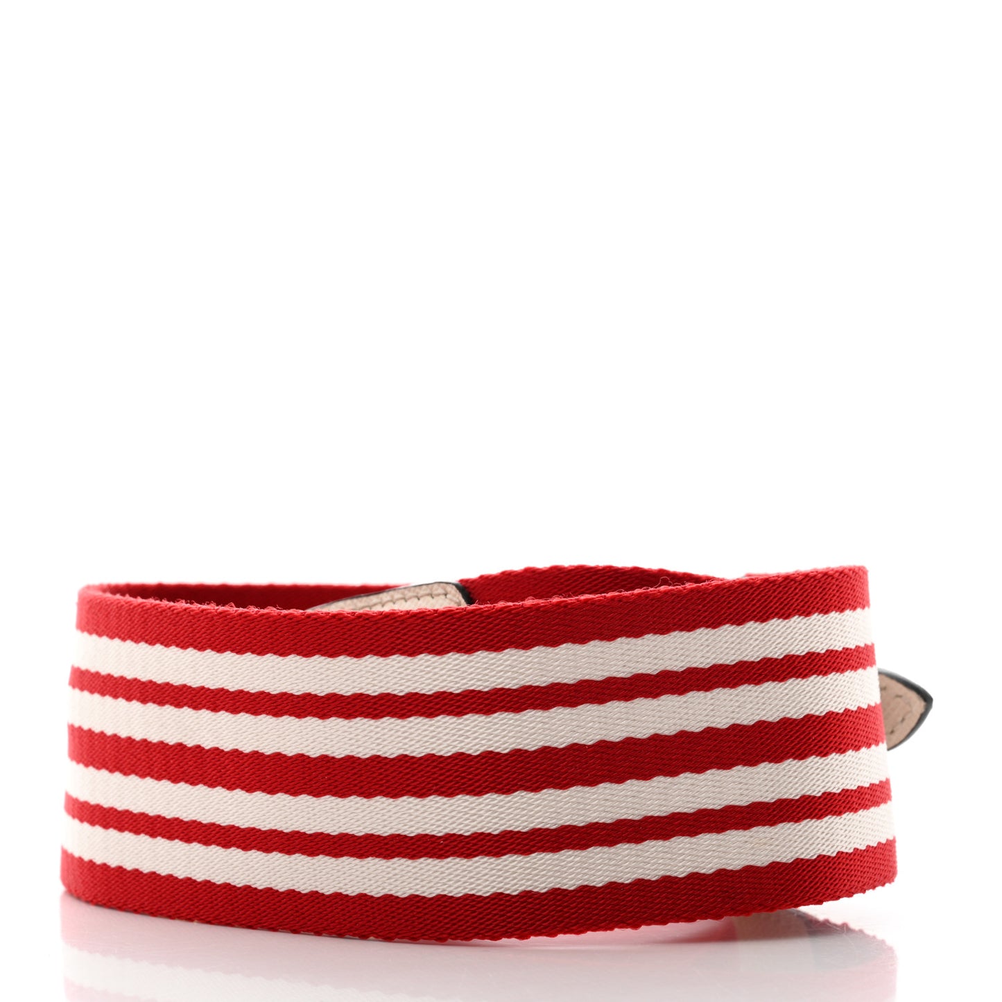 Saffiano Striped Fabric Nastro Righe Shoulder Strap Fuoco